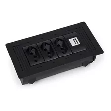 Caixa Regua Tomada De Embutir 3 Tomadas 1 Usb Charger 