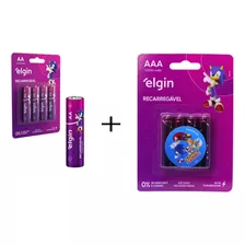 Kit 4 Pilhas Aa + 4 Pilhas Aaa Recarregável Elgin