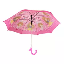 Guarda-chuva Longo Infantil Masculino E Feminino Com Apito Cor Rosa Desenho Do Tecido Diversos