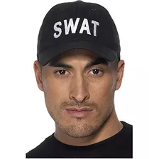 Hombres Un Tamaño Gorra De Béisbol De Swat, Negro.