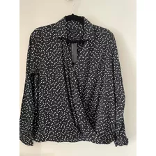 Blusa Negra Con Puntos Blancos Banana Republic