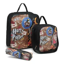 Kit Mochila Escolar H Potter Lancheira Térmica + Estojo