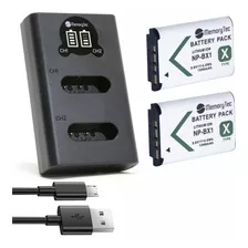 2 Np-bx1 + Carregador Duplo Para Sony Hdr-as200 As50 As10