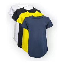 Kit 4 Camiseta Infantis T-shirts Curta Básica Gola Redonda
