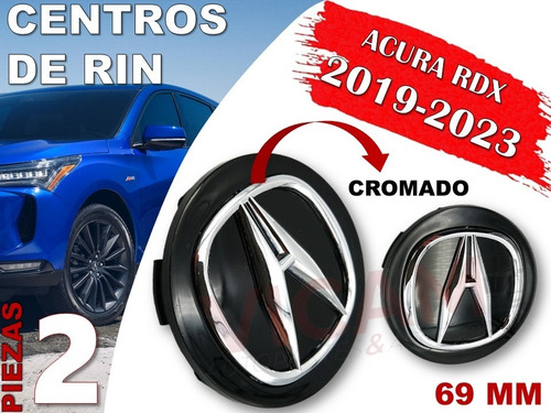 Par De Centros De Rin Acura Rdx 2019-2023 69 Mm (negro) Foto 2
