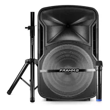 Kit Caixa Acústica Frahm Cmf 600 Bivolt Led Com Tripé E Microfone