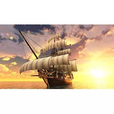 Quadro Decorativo Navio Barco Pirata Caravela 80x110