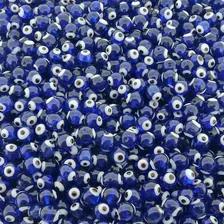 Miçanga Bolinha Olho Grego De Murano - Azul - 8mm - 100pçs
