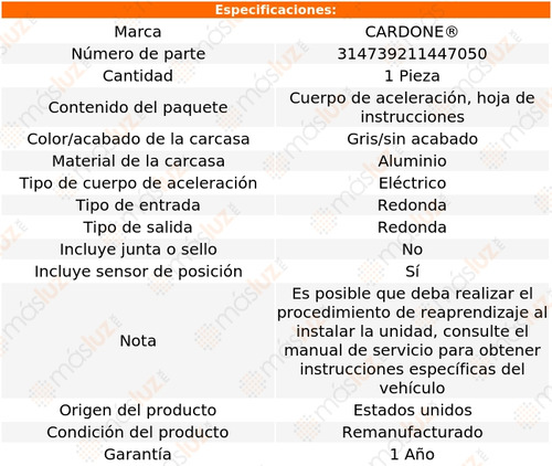 1- Cuerpo Aceleracin Elec 9-3 L4 2.0l 03/06 Cardone Reman Foto 5