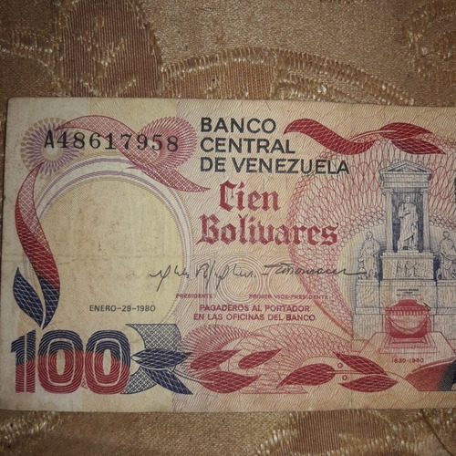 Billete De 100 Bolívares De 1980
