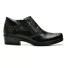 Bota Masculina De Couro Legitimo Jungle Com Ziper Lateral 