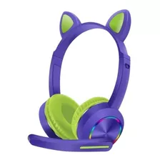 Audifonos Gamer Gato Con Led Bluetooth Inalambrico Niños 