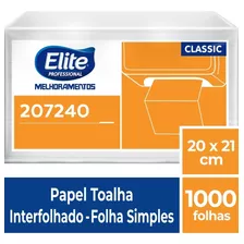 Papel Toalha Professional Classic Interfolhado Folha Simples 1000 Folhas Elite