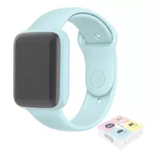 Reloj Inteligente Smartwatch Macaron Caja Negro Malla Celeste