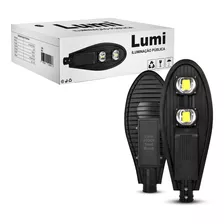 Luminária Super Led 100w Lumi Iluminação Pública Praça Rua De Poste Prova Dagua Branco Frio