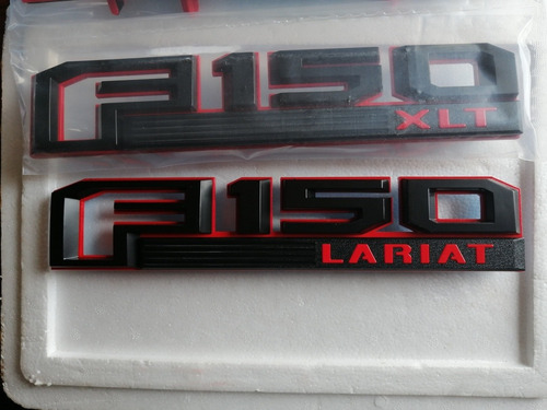 Emblema Logo Ford F-150 Xlt Negro  Borde Rojo 2015-2020 2uni Foto 6