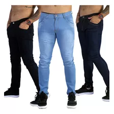 Kit 3 Calça Jeans Masculina Slim Original Elastano Lycra