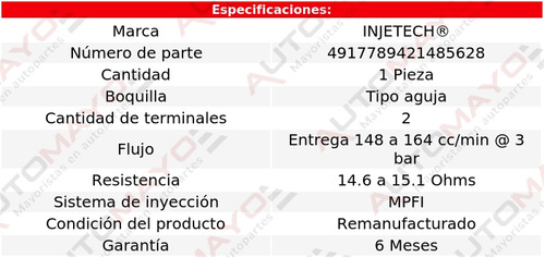 Un Inyector Combustible Injetech B3000 V6 3.0l Mazda 1997 Foto 2