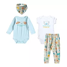 Conjunto Bebê Menino 4 Peças Algodão Kamylus 1011