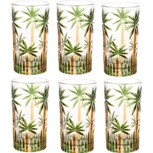 Jogo De Copos Altos Wolff Palm Tree Handpaint 330 Ml - 6 Pe