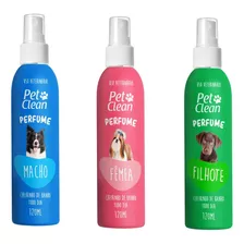 3 Perfume Colônia P/cães Gato 120ml Pet Clean Banho Cheiroso