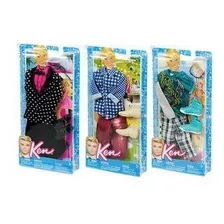 Kit 3 Roupa P/boneco Barbie Ken Fashion Óculo Relógio Mattel