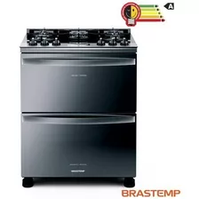 Fogão Brastemp 5 Bocas Duplo Forno Cor Inox Mesa De Vidro