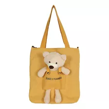 Cute Funny Personality Bear Doll Canvas Crossbody Bag