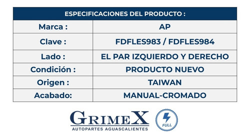 Par Espejo Ford Lobo F150 1997-2000-2001-2003 Cromo Manual Foto 5