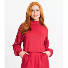 Blusão Feminino Gola Alta Rovitex Vermelho