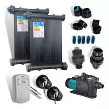 Kit Aquecedor Solar Piscina 21placa 2mts+bomba+control+valvs