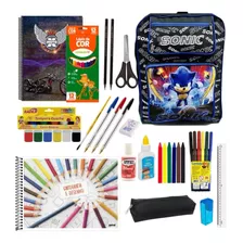 Kit Material Escolar Básico Completo Menino Criança