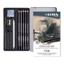 Set Charcoal Caja Lata 11 Lapices Lyra Grafito Profesional