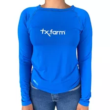 Camiseta Com Proteção Uv Feminina Texas Farm Azul