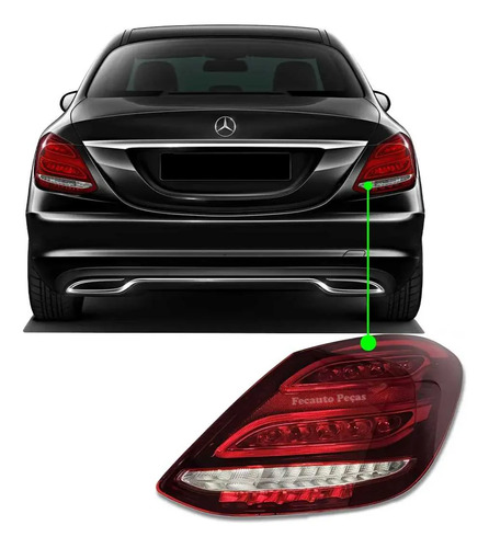 Lanterna Traseira Direita Mercedes C180 C200 2015 2016 2017  Direito/passageiro Vermelho