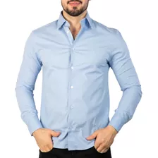 Camisa Ellus Tricoline Slim Azul Claro