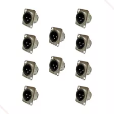 Conector Plug Painel Xlr Macho 3 Polos - Wireconex Kit 10 