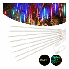 Cascata 8 Tubo Led Bastão Chuva Gelo Natal Pisca Luz Rgb