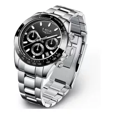 Reloj Lujo Hombre Lige 8937 Cronógrafos Cristal Mineral