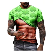 Camiseta Casual Y Man Tops Com Estampa Muscular Do Dia De Sã