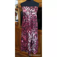 Falda Vestido Lanilla Animal Print Rojo Con Dorado Talla S