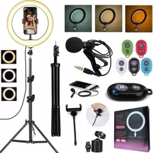 Kit Blogueira Ring Light Tripé Acessórios Filmagem Celular