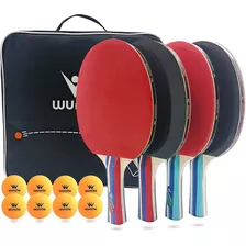 Juego De 4 Raquetas De Ping Pong. 8 Pelotas Y Funda, Wunche.