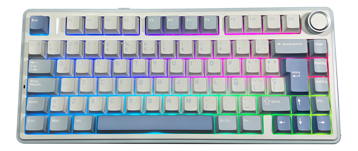 AULA F75 BLUE WHITE DARK BLUE WIRELESS 75% RGB SW REAPER ESPAÑOL