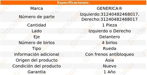 1_ Maza Rueda Delantera Zafira 2000/2006 Generica Foto 2