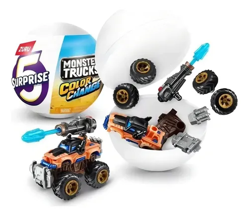 Capsula De 5 Sorpresas Monster Trucks Cambia Color