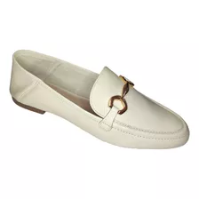 Sapato Mocassim Feminino Arezzo Couro Branco Bridão A 12030