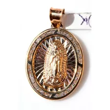 Medalla Virgen De Guadalupe Con Zirconias Oro 10k 22mm