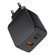 Carregador Qcy Turbo Gan 65w 2 Portas Usb-a + Tipo-c Cor Preto