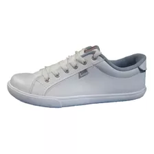 Zapatillas Blancas Ecocuero Con Cordones 38 Al 44